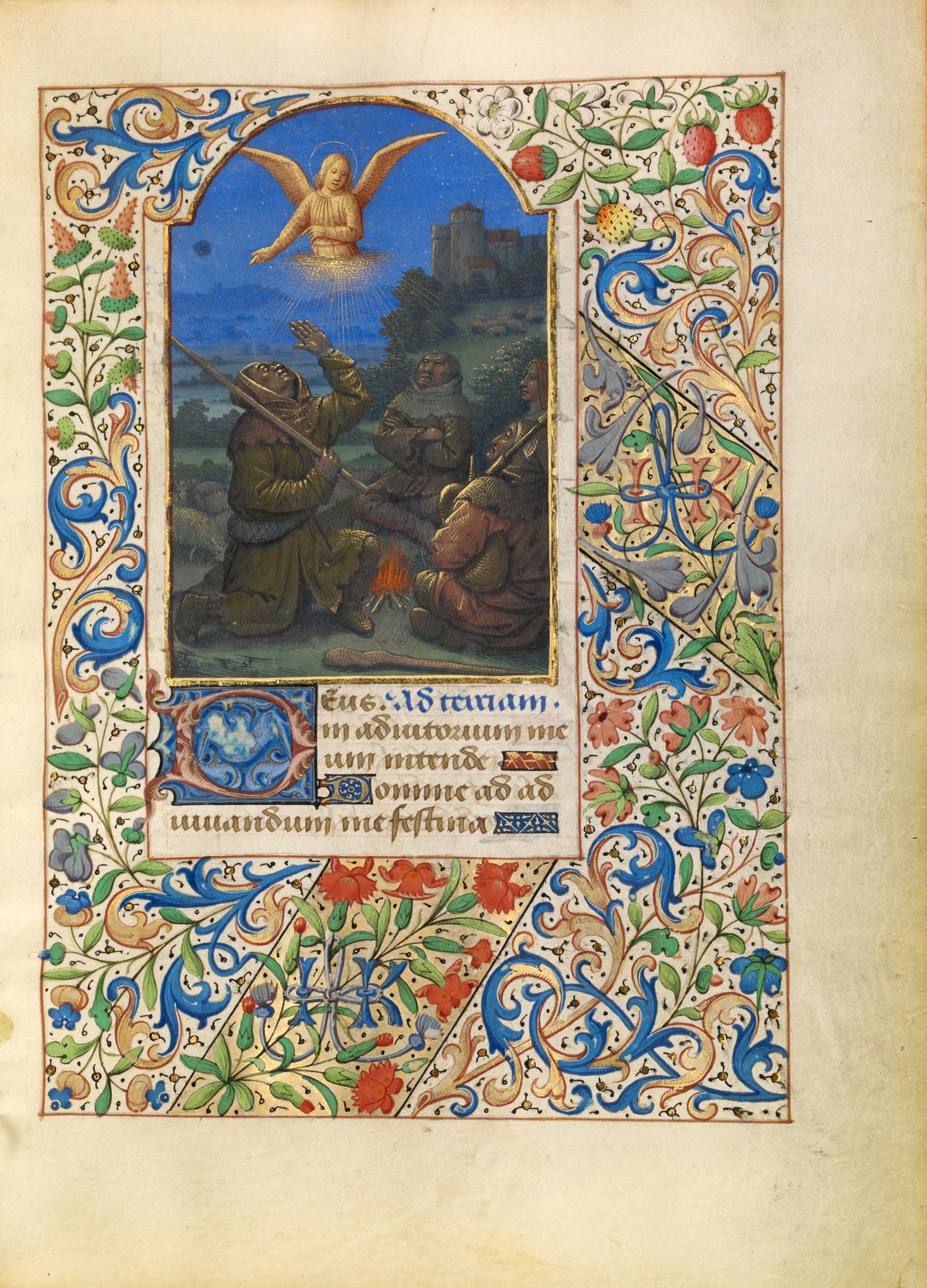 Jean Bourdichon — The Annunciation to the Shepherds | Illuminated Manuscript Print