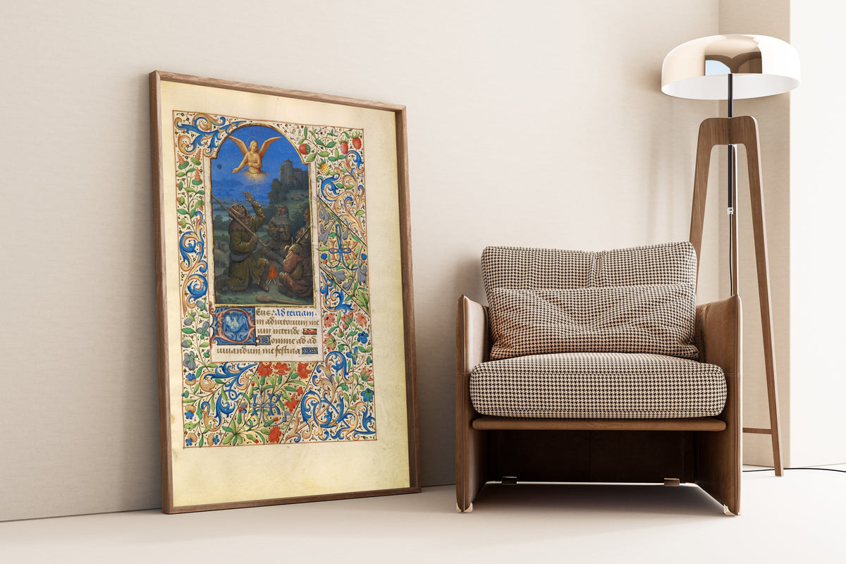 Jean Bourdichon — The Annunciation to the Shepherds | Illuminated Manuscript Print