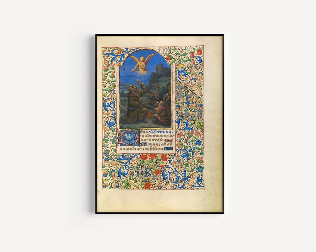 Jean Bourdichon — The Annunciation to the Shepherds | Illuminated Manuscript Print