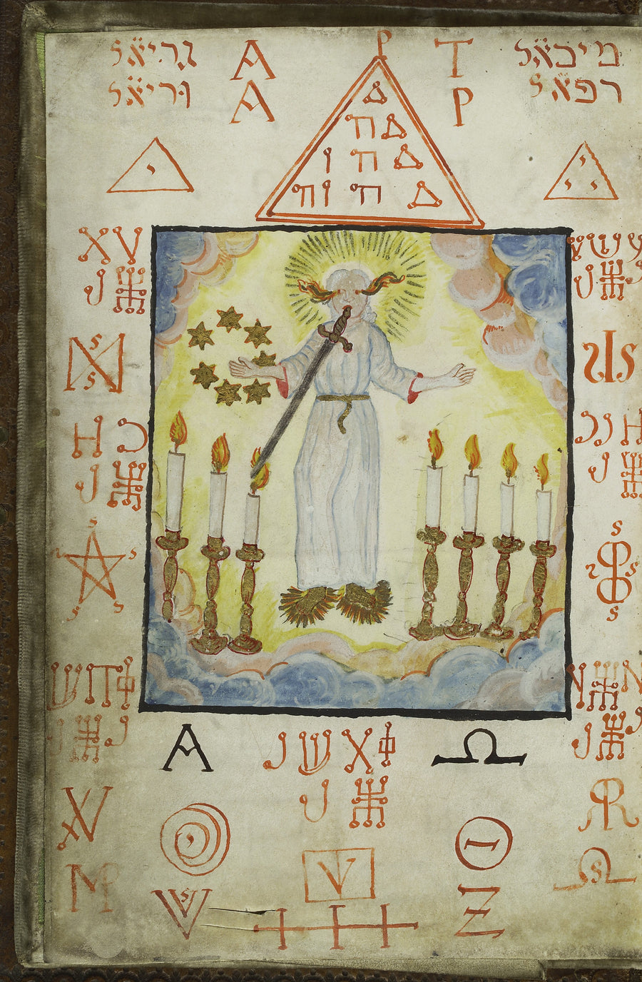 The Archangel Metraton, from Cyprianus | Esoteric Art Print shown to scale on a wall above a sofa