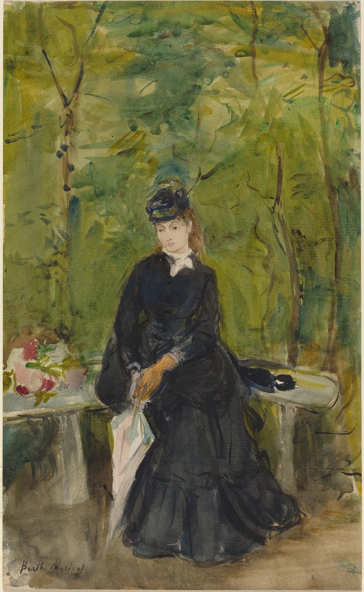 Berthe Morisot — The Artist’s Sister Edma Seated on a Bench | Fine Art Print