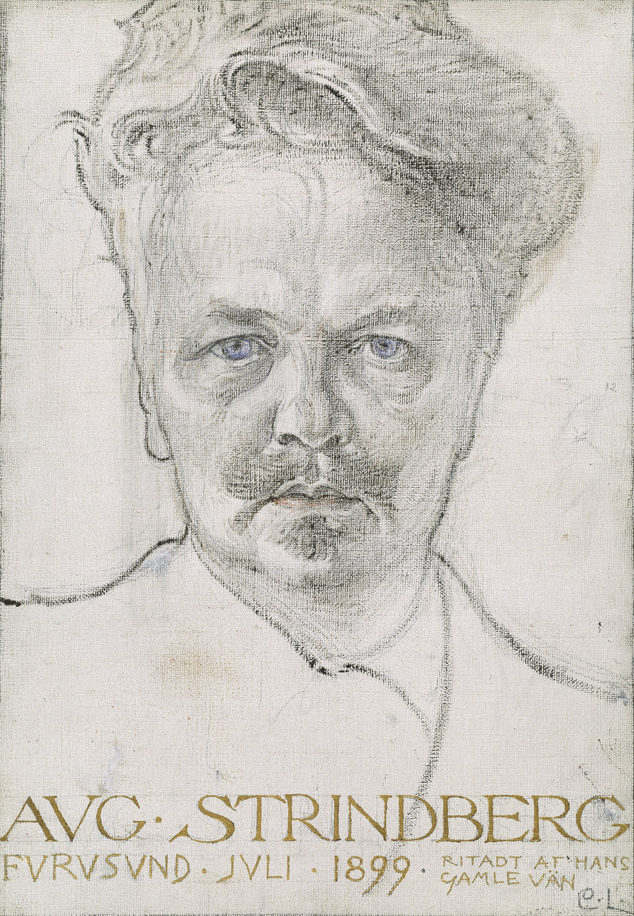 Carl Larsson — The Author August Strindberg | Fine Art Print shown to scale on a wall above a sofa