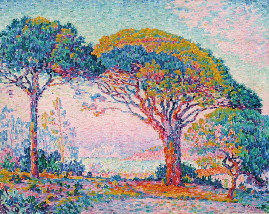Paul Signac — The Bay, Saint-Tropez | Fine Art Print shown to scale on a wall above a sofa