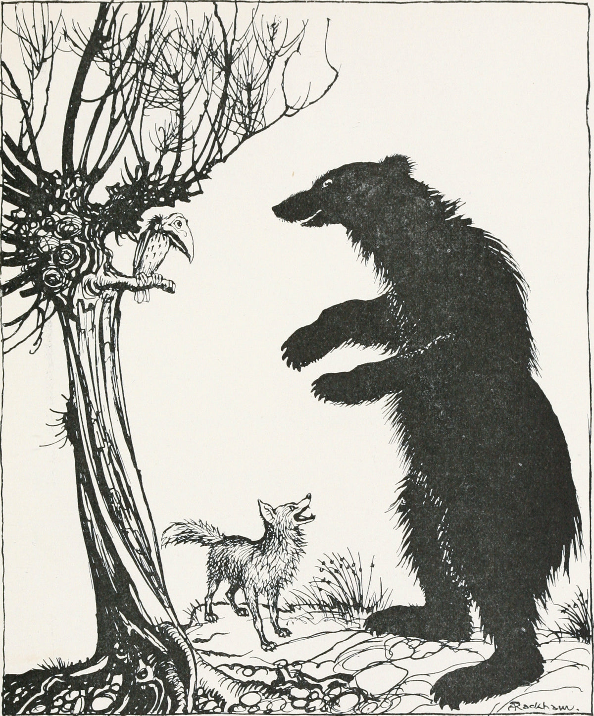 Arthur Rackham — The Bear and the Fox | Fable Illustration Print