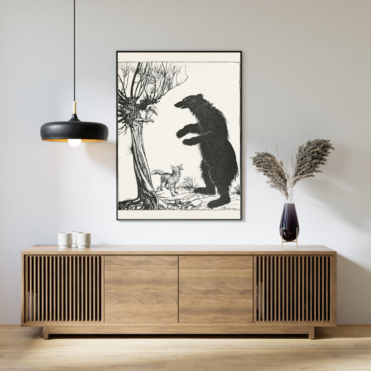 Arthur Rackham — The Bear and the Fox | Fable Illustration Print