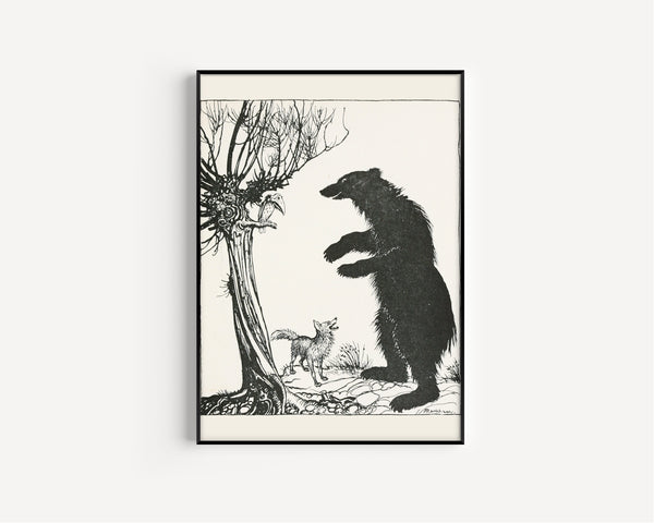 Arthur Rackham — The Bear and the Fox | Fable Illustration Print