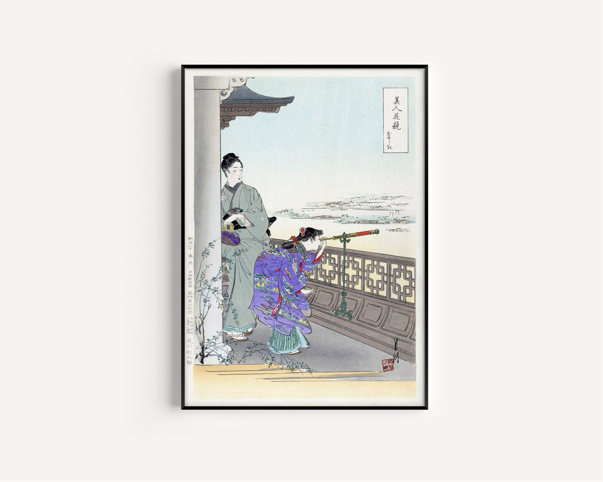 Ogata Gekkō — The Binoculars (1887–1896) | Japanese Woodblock Print (Ukiyo-e)