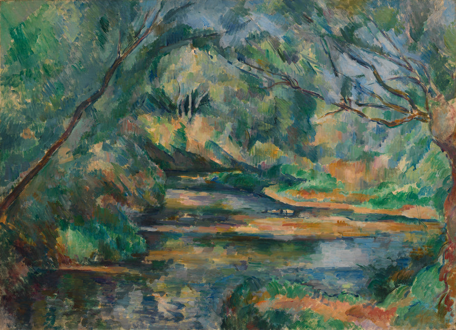 Paul Cezanne — The Brook | Fine Art Print shown to scale on a wall above a sofa