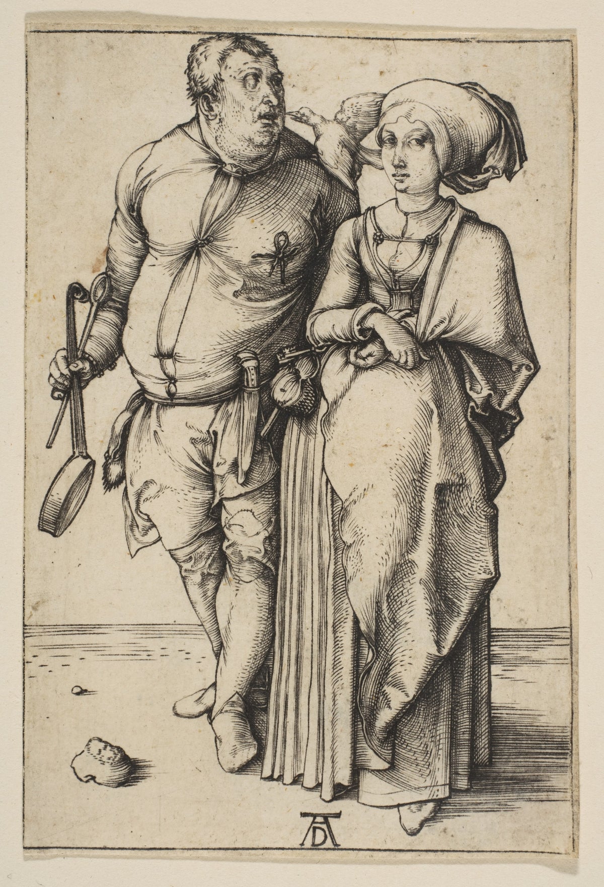 The Cook and His Wife by Albrecht Dürer — A stout cook and his wife stand side by side