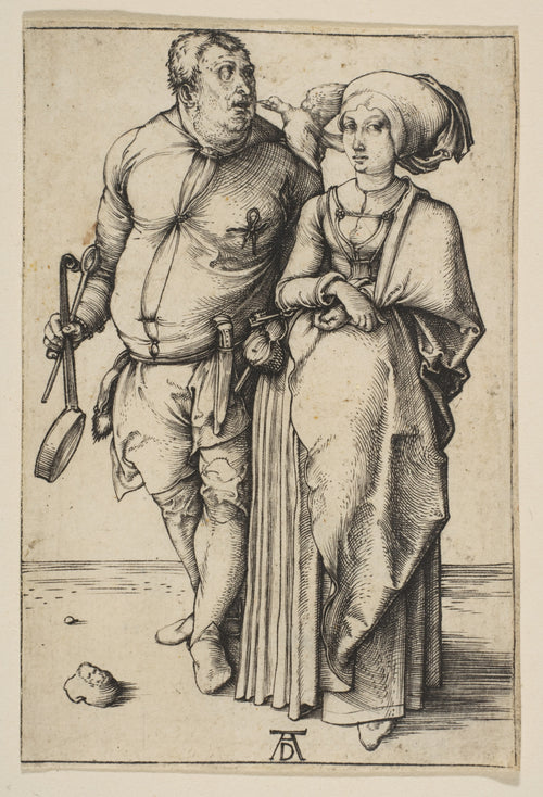 The Cook and His Wife by Albrecht Dürer — A stout cook and his wife stand side by side