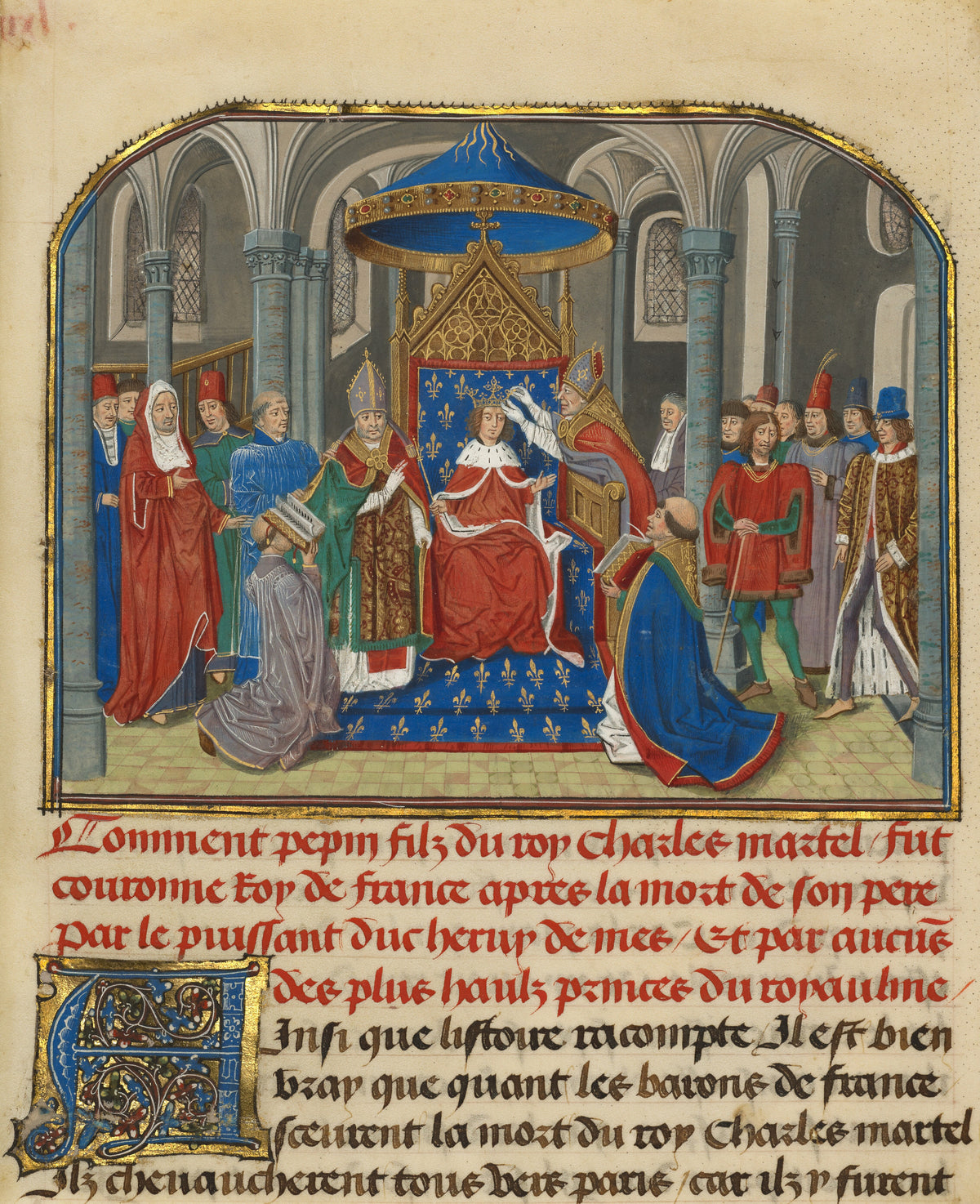 Loyset Liédet and Pol Fruit — The Coronation of Pepin | Illuminated Manuscript Print