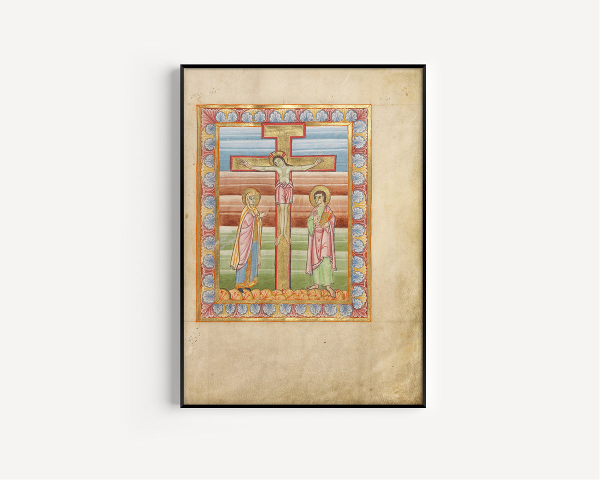 The Crucifixion (Banded Sky) | Illuminated Manuscript Print
