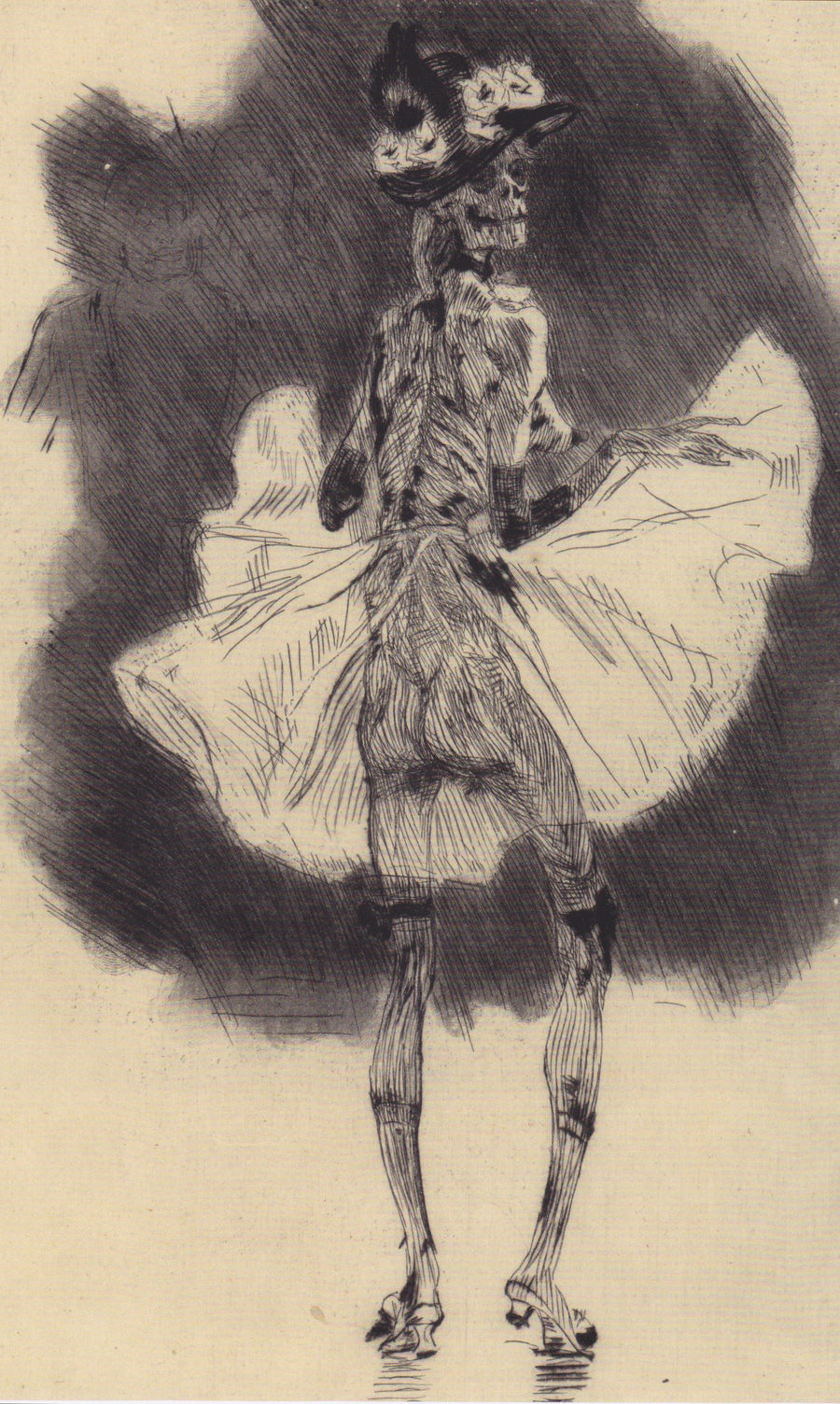 Félicien Rops — The Dance of Death | Art Print shown to scale on a wall above a sofa