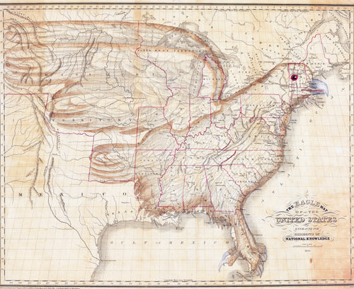 Joseph Churchman — The Eagle Map of the United States | Antique Pictorial Map Print