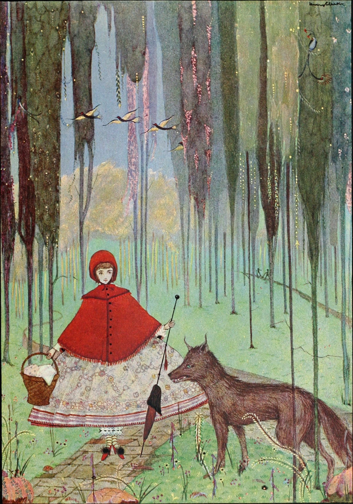 Harry Clarke — The Fairy Tales of Charles Perrault: He Asked Her Whither She Was Going | Fairy Tale Illustration Print