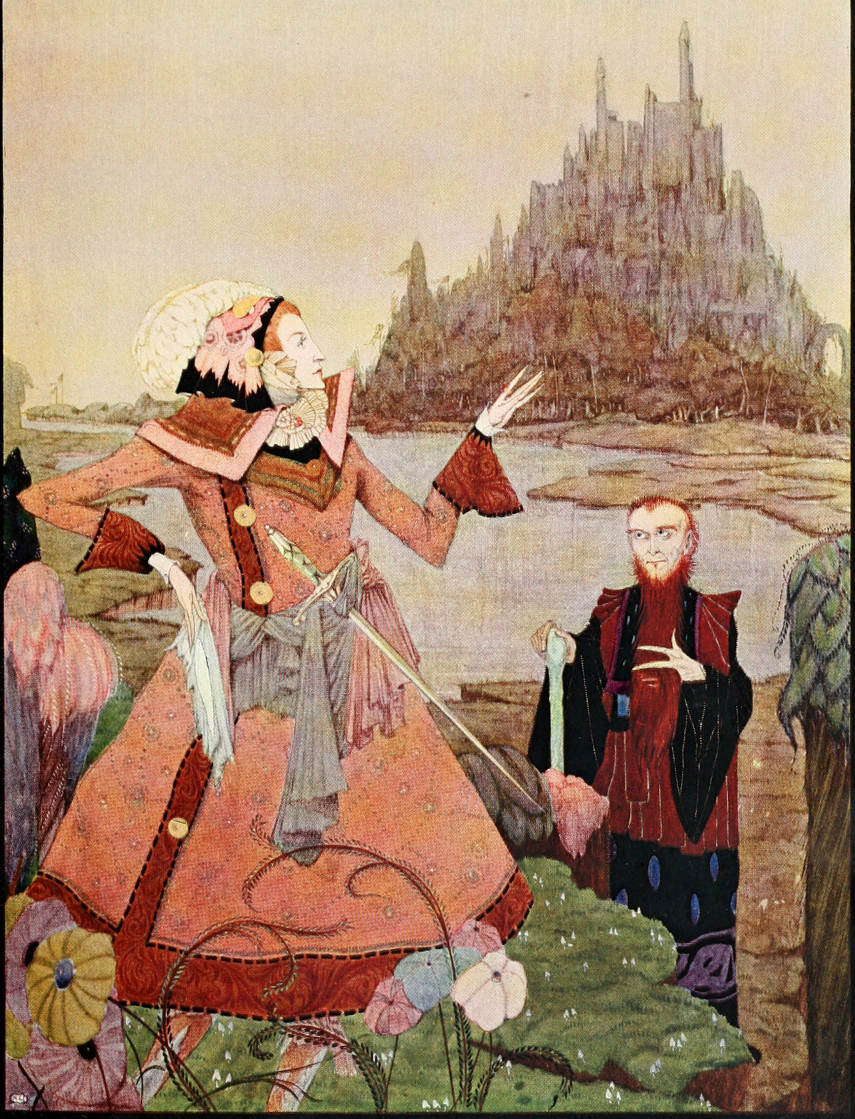 Harry Clarke — The Fairy Tales of Charles Perrault: The Prince Enquires of the Aged Countryman | Fairy Tale Illustration Print