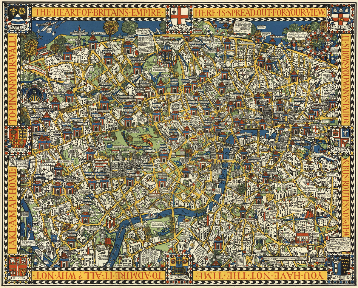 MacDonald Gill — The Famous Wonderground Map of London Town | Vintage Pictorial Map Print