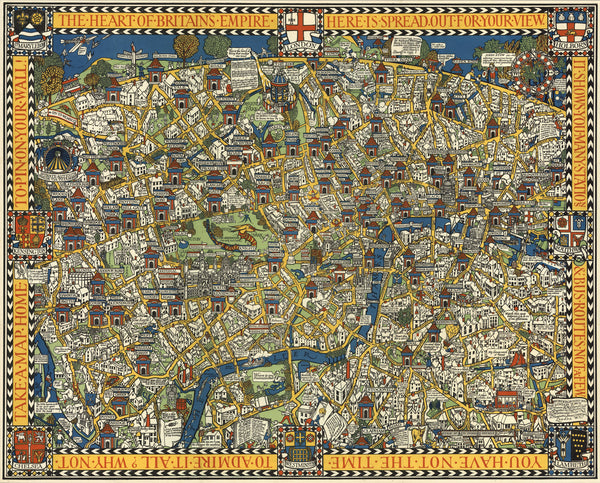 MacDonald Gill — The Famous Wonderground Map of London Town | Vintage Pictorial Map Print