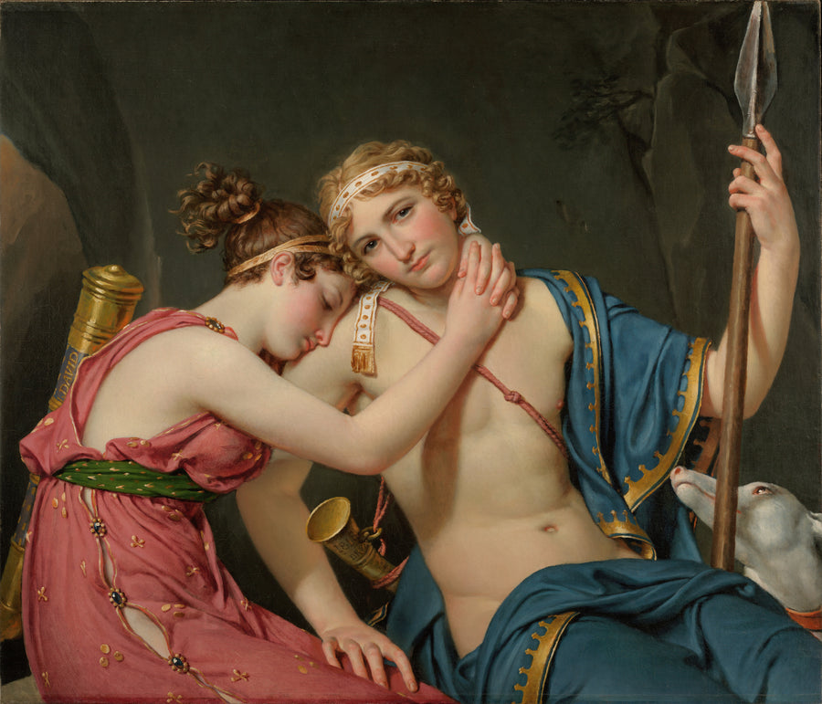 Jacques-Louis David — The Farewell of Telemachus and Eucharis | Fine Art Print shown to scale on a wall above a sofa