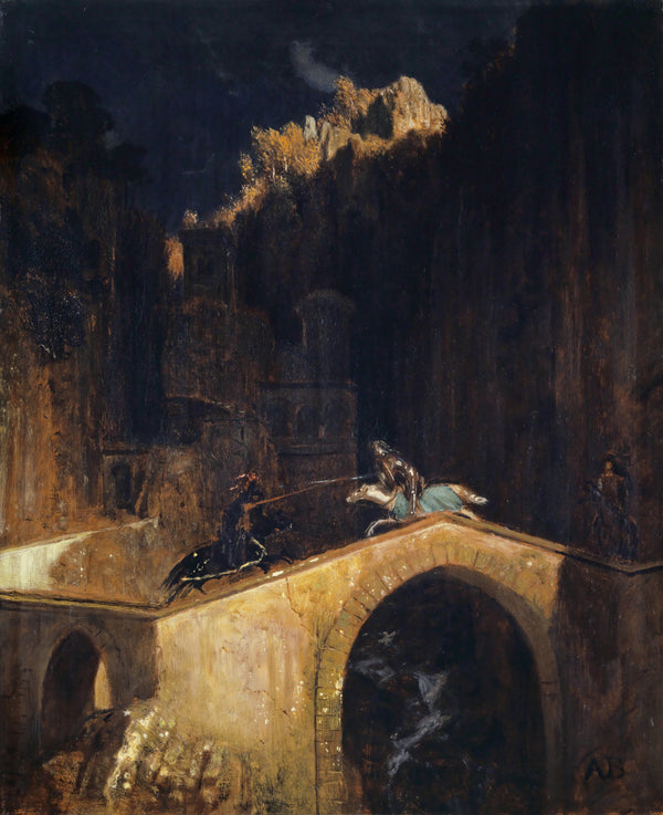 Arnold Böcklin — The Fight on the Bridge | Symbolist Art Print