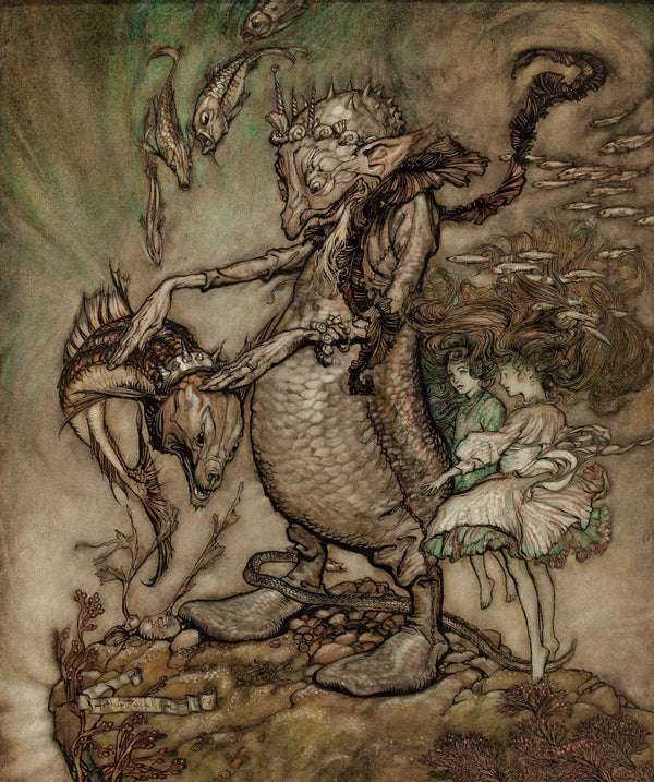 Arthur Rackham — The Fish King and the Dog Fish | Fairy Tale Illustration Print