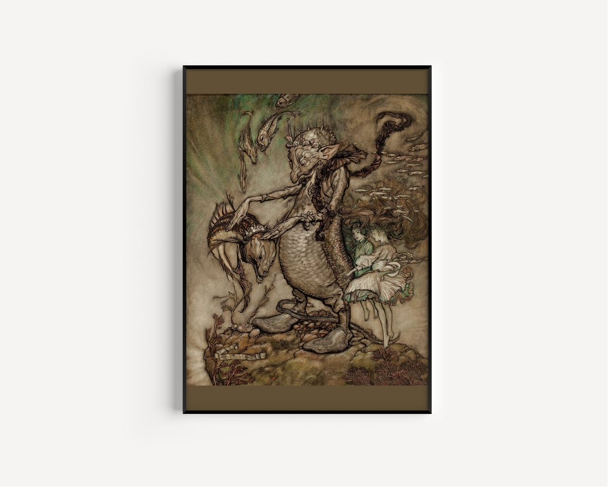 Arthur Rackham — The Fish King and the Dog Fish | Fairy Tale Illustration Print