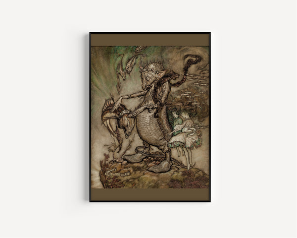 Arthur Rackham — The Fish King and the Dog Fish | Fairy Tale Illustration Print