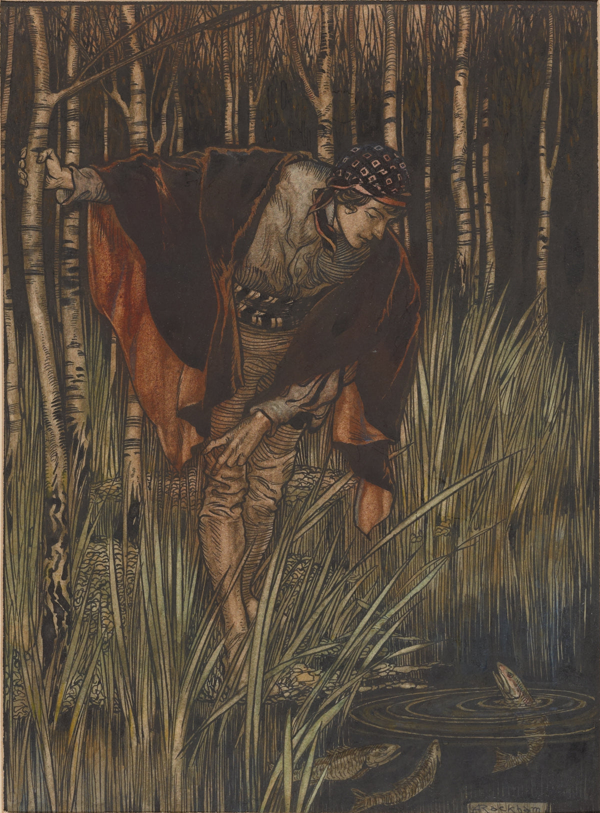 Arthur Rackham — The Fishes, in Their Joy, Stretched Up Their Heads | Fairy Tale Illustration Print