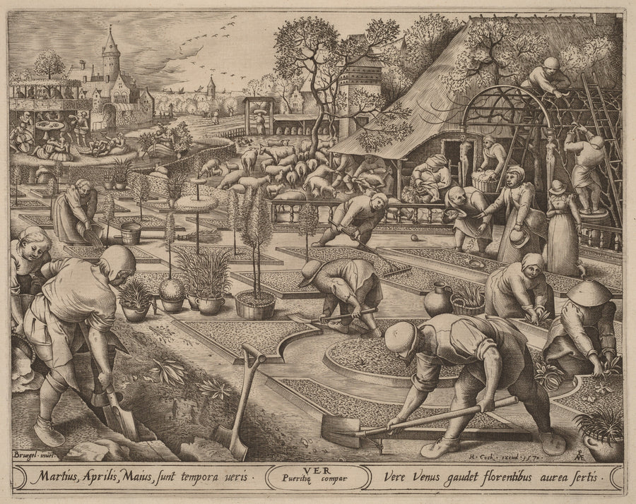 Pieter Bruegel the Elder — The Four Seasons: Spring | Engraving Print shown to scale on a wall above a sofa