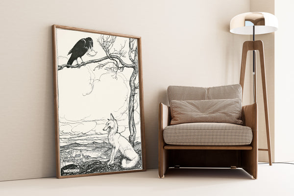 Arthur Rackham — The Fox and the Crow | Fable Illustration Print