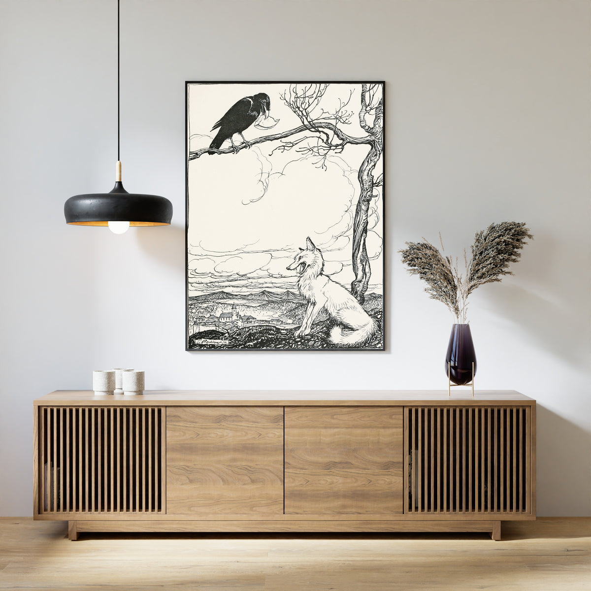 Arthur Rackham — The Fox and the Crow | Fable Illustration Print