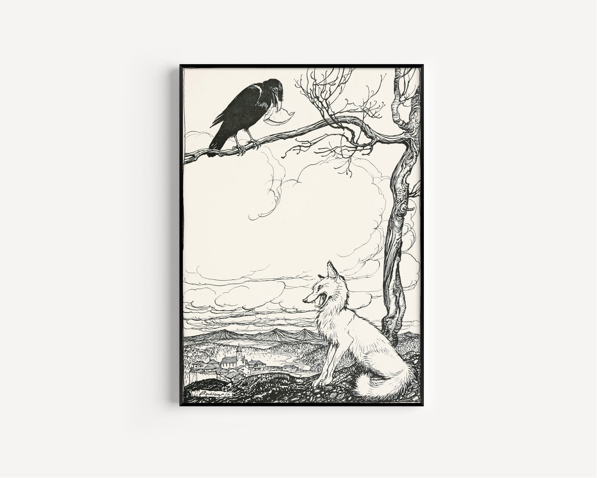 Arthur Rackham — The Fox and the Crow | Fable Illustration Print