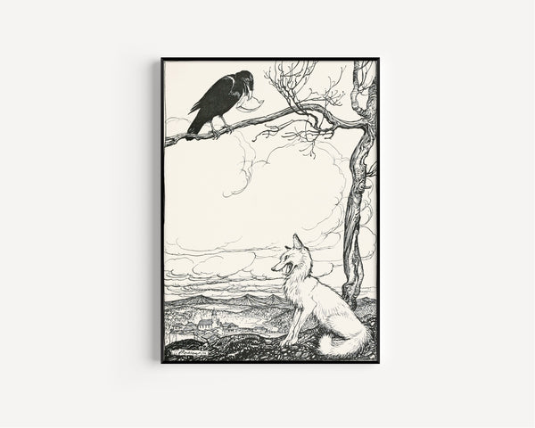 Arthur Rackham — The Fox and the Crow | Fable Illustration Print