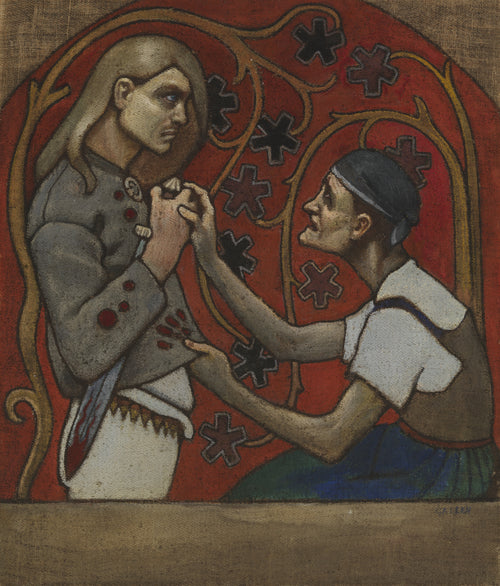 The Fratricide by Akseli Gallen-Kallela — A kneeling woman clutches a pale young man holding a bloodied knife