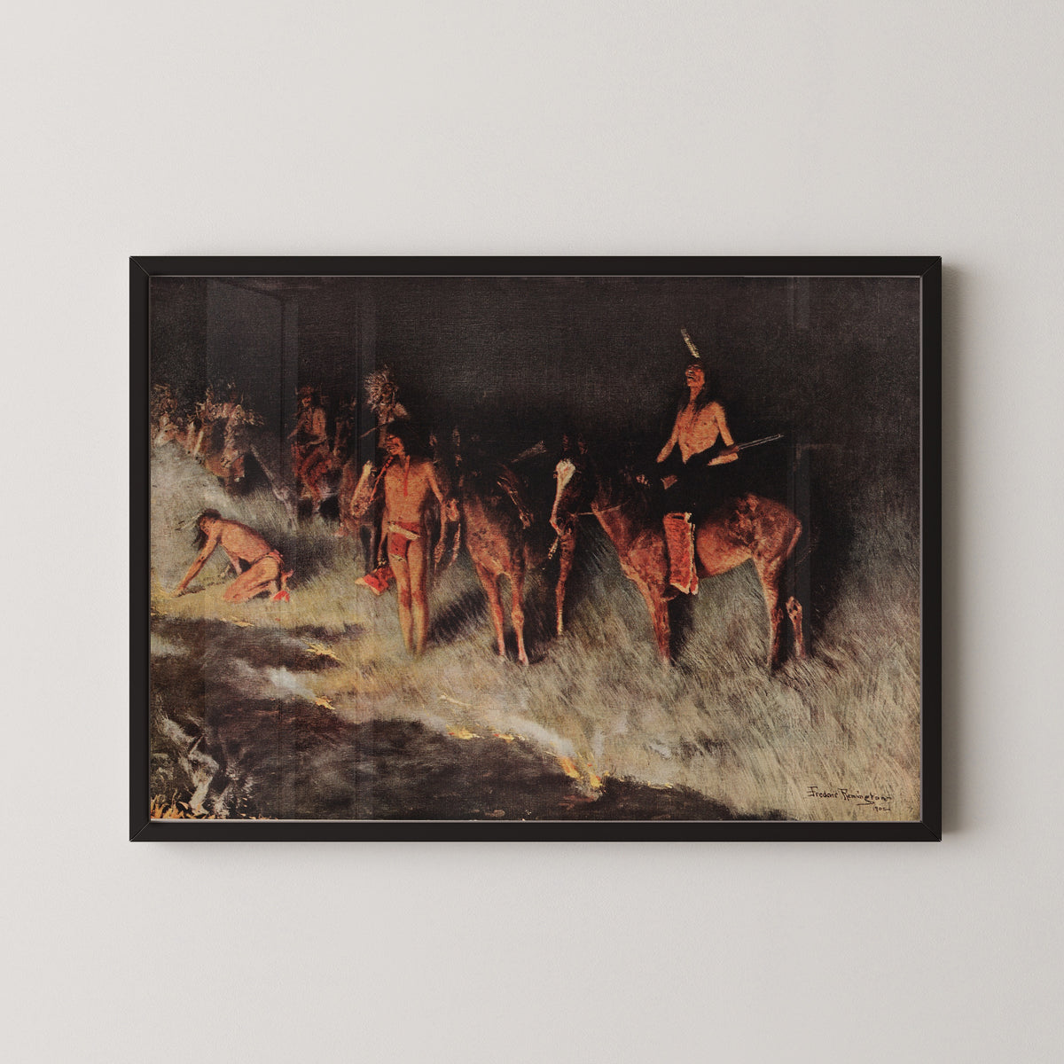 Frederic Remington — The Grass Fire | Western Art Print