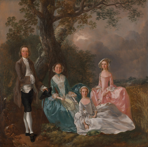 The Gravenor Family by Thomas Gainsborough — A family of four poses beneath an oak with a storm behind