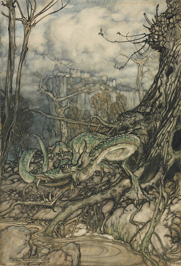 Arthur Rackham — The Green Dragon | Fairy Tale Illustration Print