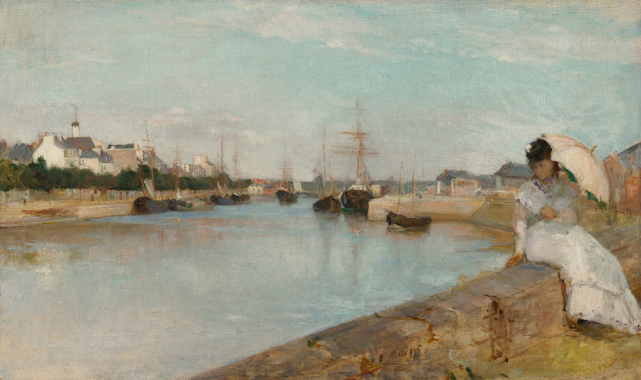Berthe Morisot — The Harbor at Lorient | Fine Art Print shown to scale on a wall above a sofa