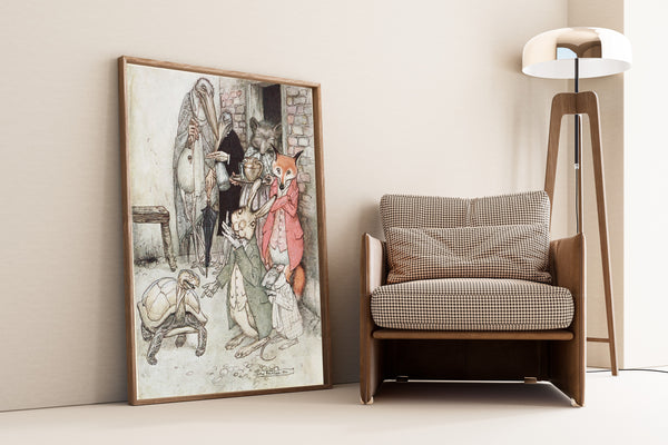 Arthur Rackham — The Hare and the Tortoise | Fable Illustration Print