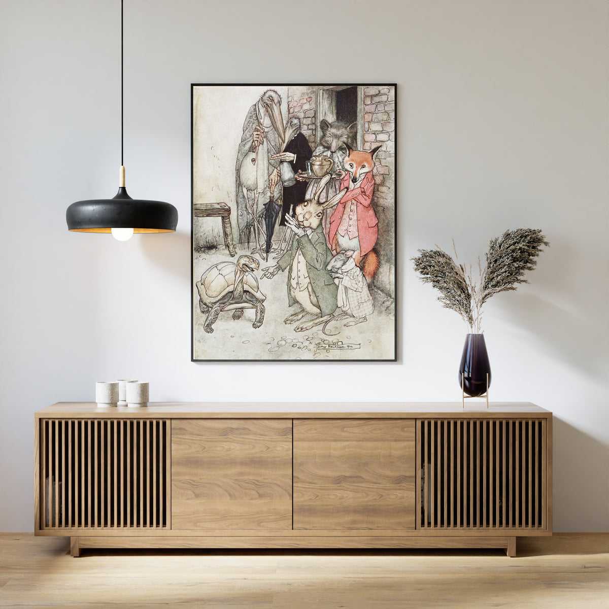 Arthur Rackham — The Hare and the Tortoise | Fable Illustration Print