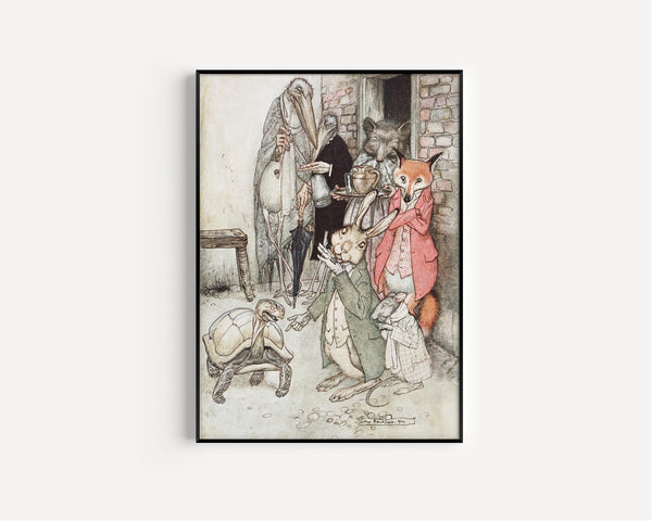 Arthur Rackham — The Hare and the Tortoise | Fable Illustration Print
