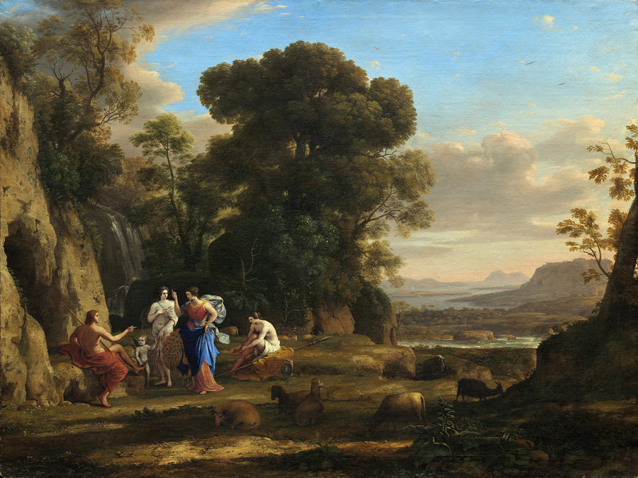 Claude Lorrain — The Judgment of Paris | Fine Art Print shown to scale on a wall above a sofa