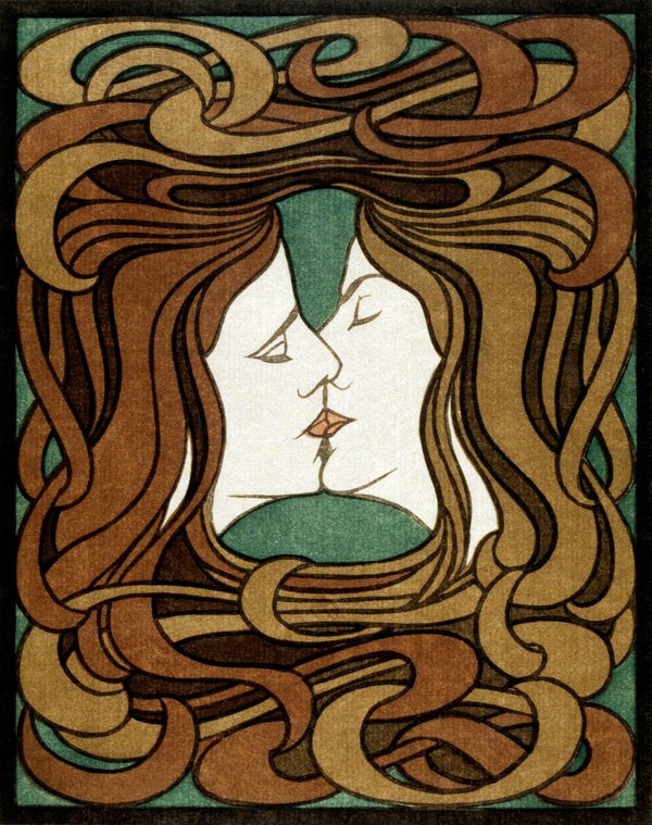 Peter Behrens — The Kiss (Der Kuss) | Art Nouveau Woodcut Print