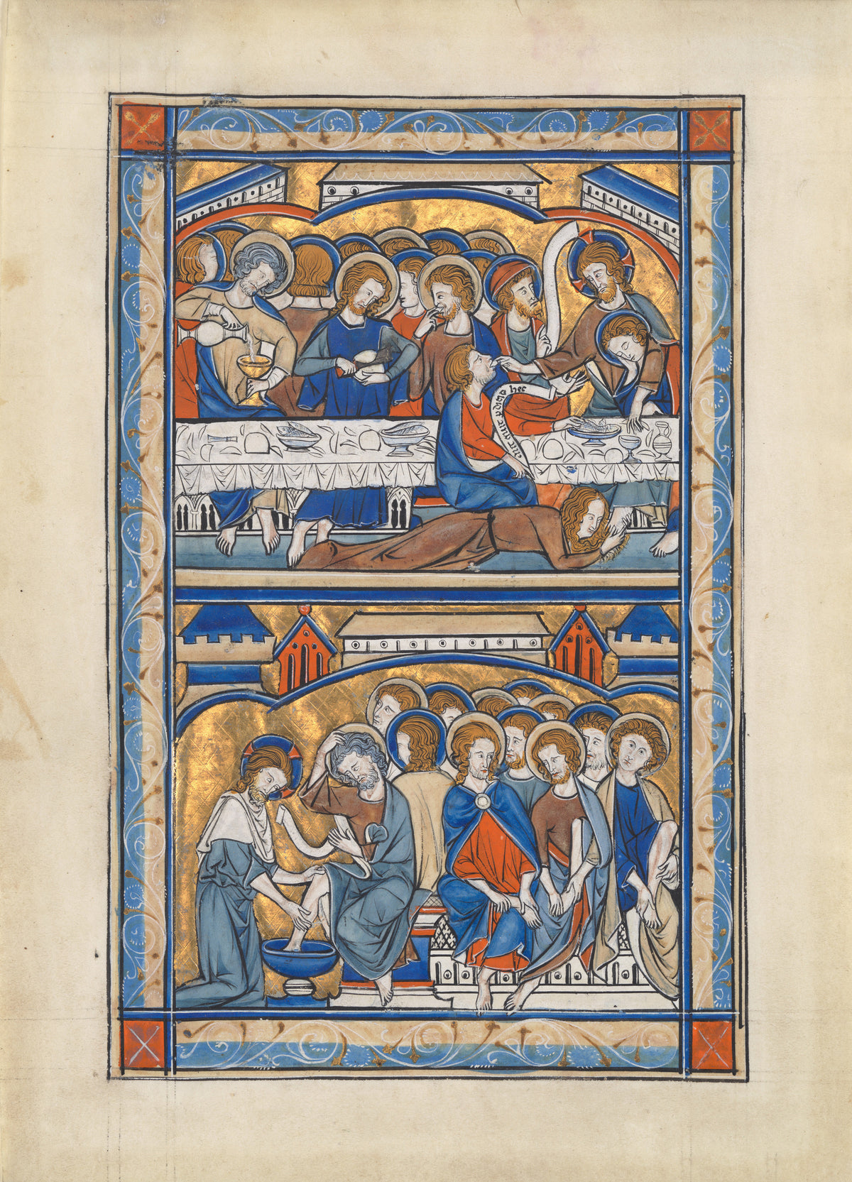 The Last Supper and the Washing of the Apostles' Feet | Illuminated Manuscript Print