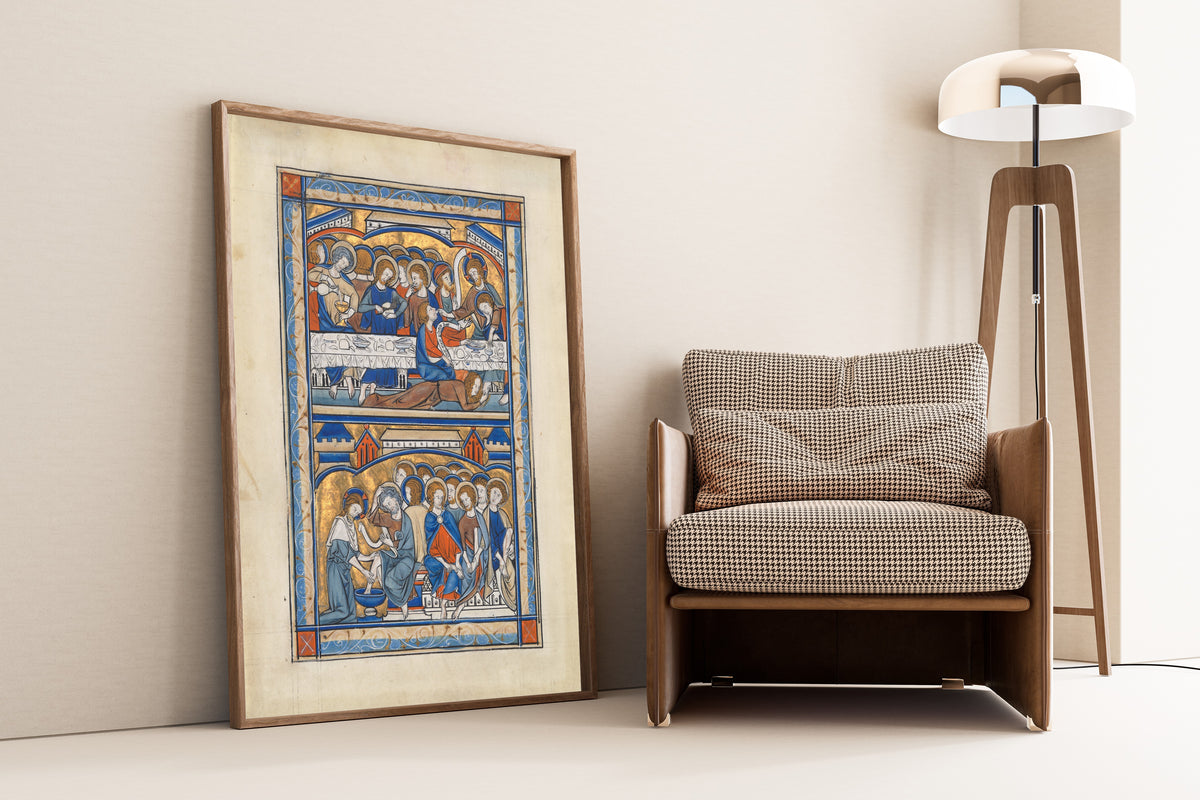 The Last Supper and the Washing of the Apostles' Feet | Illuminated Manuscript Print