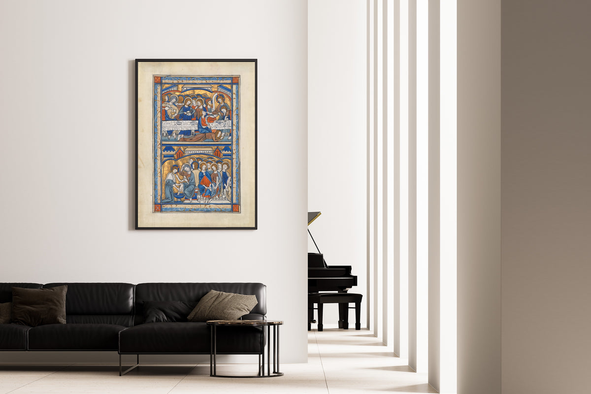 The Last Supper and the Washing of the Apostles' Feet | Illuminated Manuscript Print
