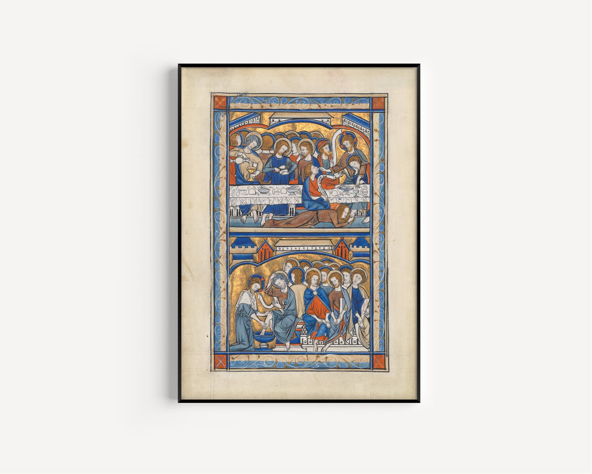 The Last Supper and the Washing of the Apostles' Feet | Illuminated Manuscript Print