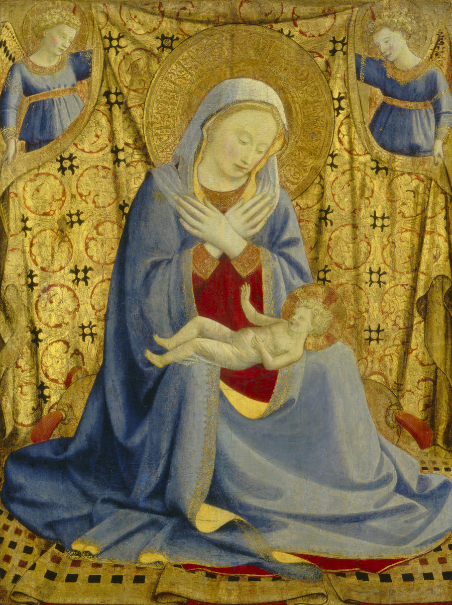Fra Angelico — The Madonna of Humility | Fine Art Print shown to scale on a wall above a sofa