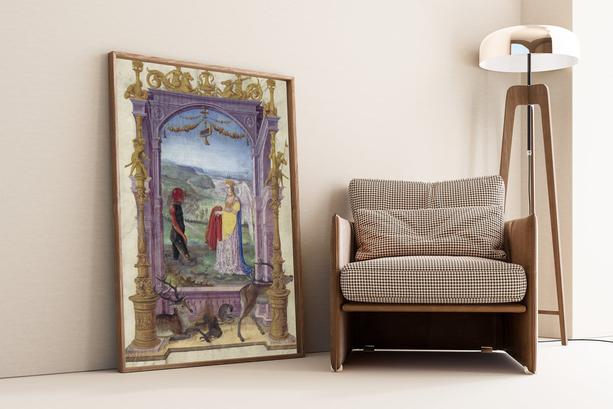 Splendor Solis — The Man from the Swamp and the Angel | Illuminated Manuscript Print