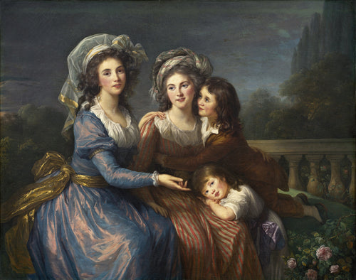 The Marquise de Pezay, and the Marquise de Rougé with Her Sons Alexis and Adrien by Élisabeth Louise Vigée Le Brun — Two women and two boys gather close on a